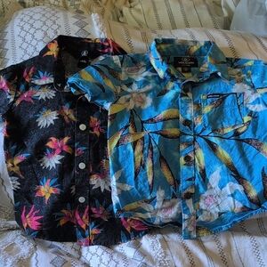 Volcom Kids' Floral Button-Up Shirts - Black and Blue